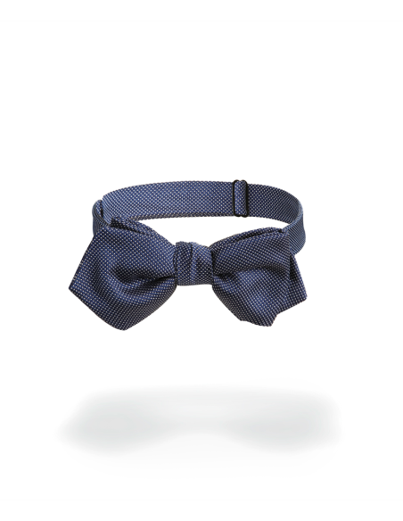 Noeud papillon bleu en soie nattée