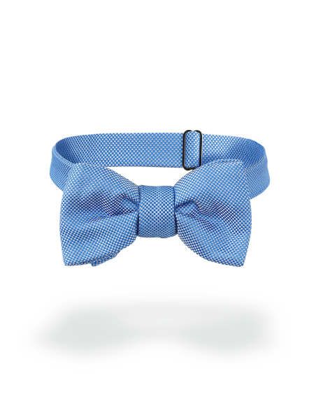 Noeud paillon en soie nattée bleu